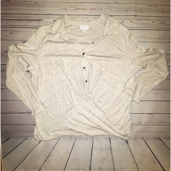 J. Jill Tops - J Jill heather, gray shirt twist hem collared